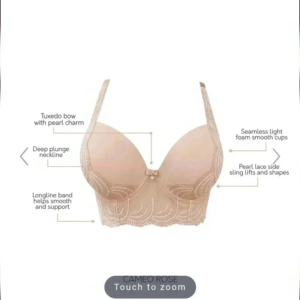 Parfait PEARL LONGLINE PLUNGE BRA - CAMEO ROSE